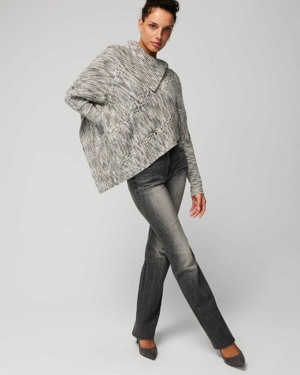 Zip up poncho sweater shop